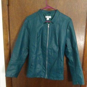 Teal Faux Leather Jacket Christopher and Banks